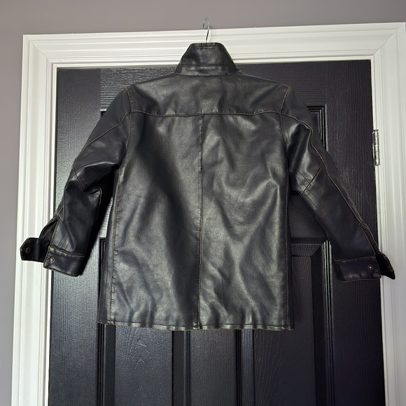 Kids Vintage Look  Distressed Vegan Leather Jacket - Picture 2 of 9